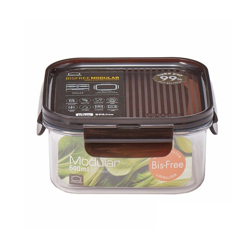 Hộp bảo quản thực phẩm hình vuông LocknLock Bisfree Modular 600ml - Màu nâu - LBF451, , large image number 1